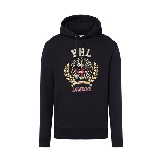 Finshley & Harding London Męski sweter z kapturem Mężczyźni granatowy jednolity ze sklepu vangraaf w kategorii Bluzy męskie - zdjęcie 185685129
