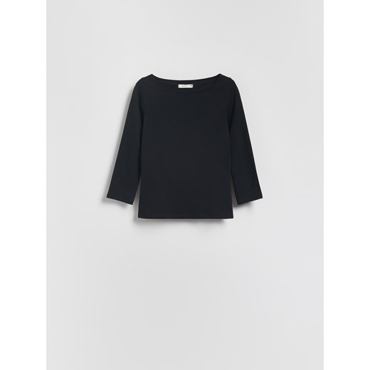 Reserved - Bawełniany longsleeve - czarny ze sklepu Reserved w kategorii Bluzki damskie - zdjęcie 185685338