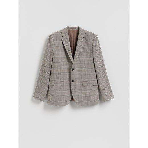 Reserved - Marynarka slim fit w kratę - brązowy ze sklepu Reserved w kategorii Marynarki męskie - zdjęcie 185686055