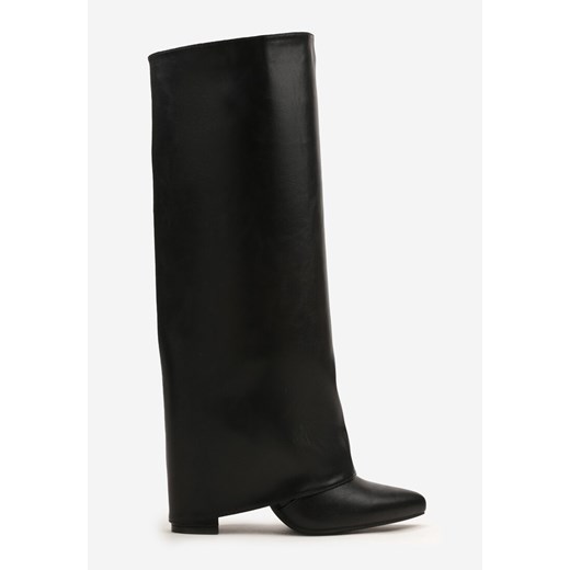 Czarne Botki na Obcasie Typu Słupek ze Zdejmowaną Cholewką Naluvessa Renee 38 renee.pl