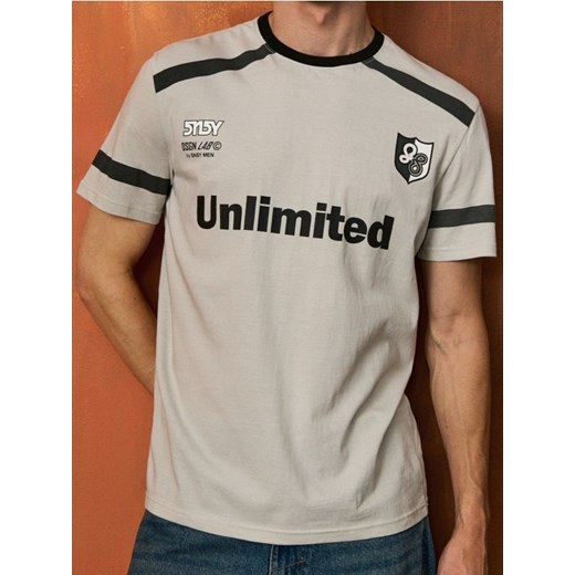 Sinsay - Koszulka sportowa - kremowy ze sklepu Sinsay w kategorii T-shirty męskie - zdjęcie 185689736