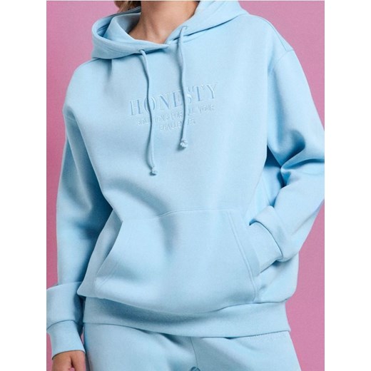 Sinsay - Bluza z kapturem i haftem - błękitny ze sklepu Sinsay w kategorii Bluzy damskie - zdjęcie 185689775