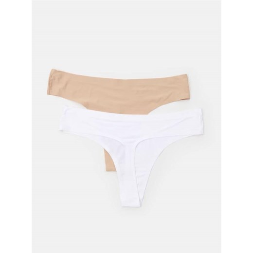 Sinsay - Bezszwowe stringi typu tanga 2 pack - biały ze sklepu Sinsay w kategorii Majtki damskie - zdjęcie 185689797