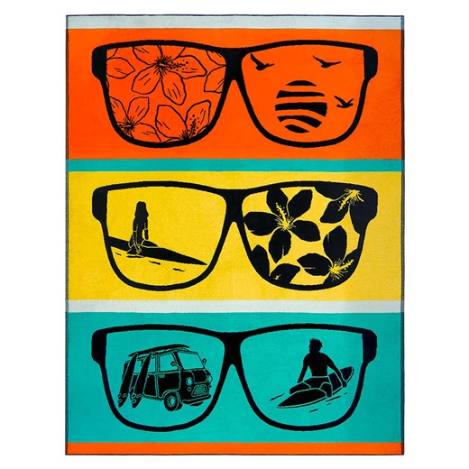 Le Comptoir de la Plage Ręcznik plażowy w kolorze pomarańczowo-żółto-turkusowym - 180 x 140 cm ze sklepu Limango Polska w kategorii Ręczniki - zdjęcie 185690829