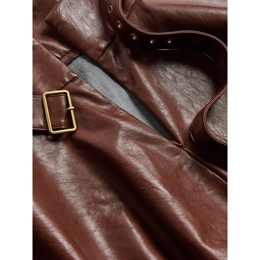 Reserved - Spódnica mini z paskiem - brązowy Reserved M Reserved