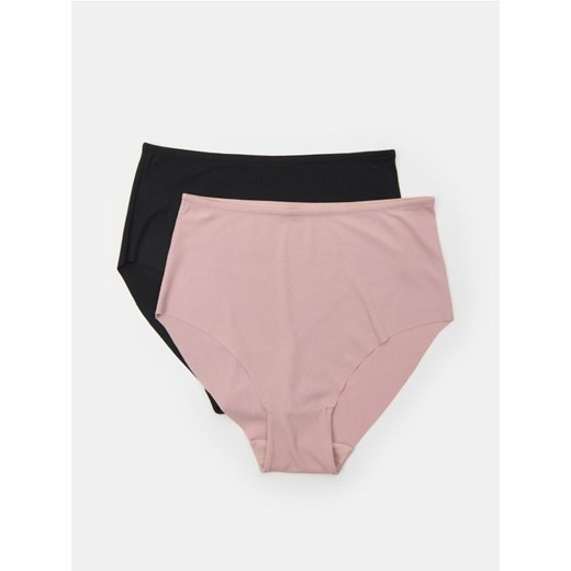 Sinsay - Prążkowane figi z wysokim stanem 2 pack - różowy ze sklepu Sinsay w kategorii Majtki damskie - zdjęcie 185693497
