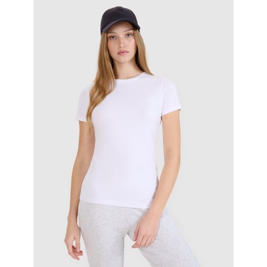 Damski t-shirt bez nadruku (2-pack) 4F 4FRMM00TTSHF2709 - biały ze sklepu Sportstylestory.com w kategorii Bluzki damskie - zdjęcie 185694055