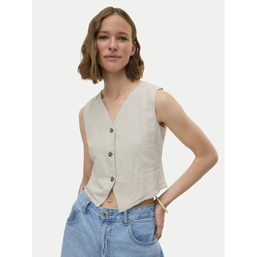 Vero Moda Kamizelka Caia 10333795 Beżowy Regular Fit ze sklepu MODIVO w kategorii Kamizelki damskie - zdjęcie 185695178