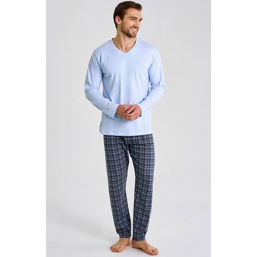 Bawełniana piżama męska błękitna plus size Mark 3476, Kolor błękitny-wzór, Rozmiar 4XL, Taro ze sklepu Intymna w kategorii Piżamy damskie - zdjęcie 185696756