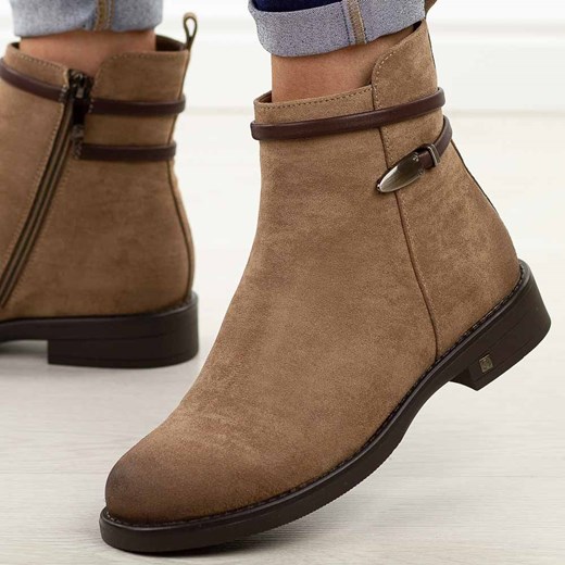 Beżowe zamszowe botki damskie Potocki 12695 Potocki 41 suzana.pl