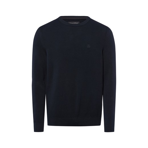 Marc O'Polo Męski sweter z dzianiny Mężczyźni Bawełna granatowy jednolity ze sklepu vangraaf w kategorii Swetry męskie - zdjęcie 185699338