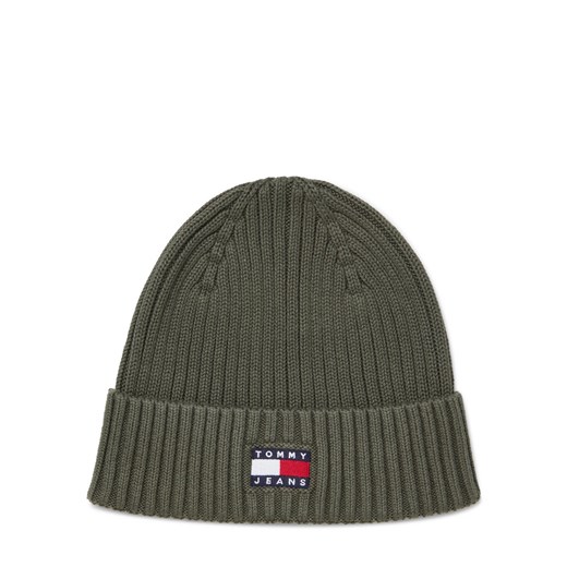 Tommy Jeans Męska czapka z dzianiny Mężczyźni Bawełna oliwkowy jednolity ze sklepu vangraaf w kategorii Czapki zimowe męskie - zdjęcie 185699365