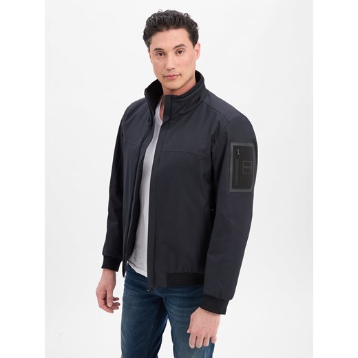 BOSS Green Męska kurtka funkcjonalna - Hexatech Bomber Mężczyźni Sztuczne włókno granatowy jednolity ze sklepu vangraaf w kategorii Bluzy męskie - zdjęcie 185699369