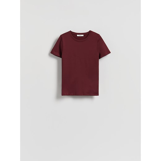 Reserved - Gładki t-shirt regular fit - bordowy ze sklepu Reserved w kategorii Bluzki damskie - zdjęcie 185699509
