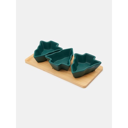 Sinsay - Taca do serwowania z trzema miseczkami w kształcie choinek - zielony Sinsay One Size Sinsay