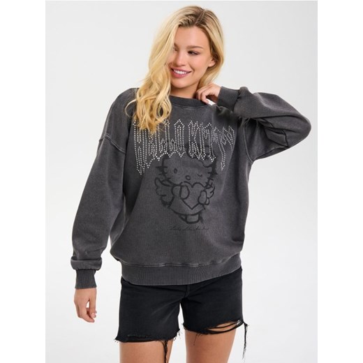 Sinsay - Bluza z efektem sprania Hello Kitty - zielony ze sklepu Sinsay w kategorii Bluzy damskie - zdjęcie 185702085