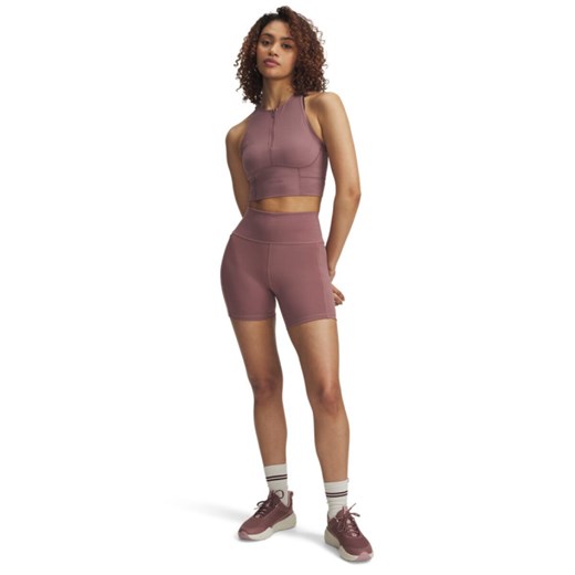 Damskie spodenki treningowe Under Armour Project Rock Middie Short - różowe ze sklepu Sportstylestory.com w kategorii Szorty - zdjęcie 185704277