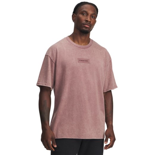 Męski t-shirt z nadrukiem Under Armour Project Rock Hwt OS T - różowy ze sklepu Sportstylestory.com w kategorii T-shirty męskie - zdjęcie 185704297