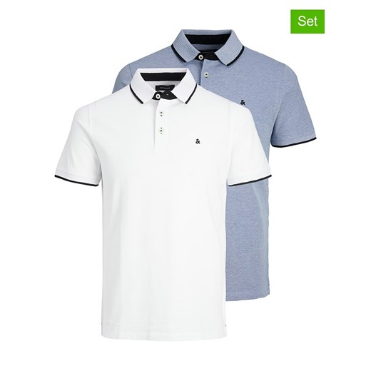 Jack &amp; Jones Koszulki polo (2 szt.) &quot;Jjpaulos&quot; w kolorze biało-błękitnym ze sklepu Limango Polska w kategorii T-shirty męskie - zdjęcie 185705057