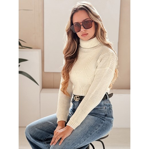 Sweter damski TRIXA ecru Dstreet MY1213 ze sklepu DSTREET.PL w kategorii Swetry damskie - zdjęcie 185705947