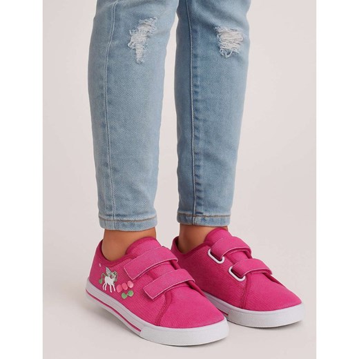 Fuksjowe tenisówki dla dziewczynki na rzepy /E6-1 18109 T189/ ze sklepu Pantofelek24.pl w kategorii Trampki dziecięce - zdjęcie 185706065