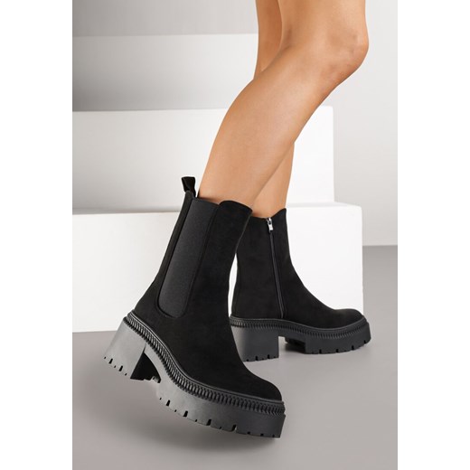 Czarne Botki Typu Sztyblety na Platformie Fesurela Renee 37 renee.pl