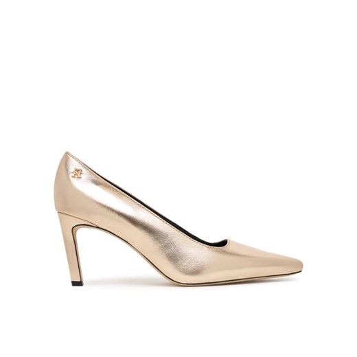 Szpilki Tommy Hilfiger Logo Metallic Pump Slanted Hl FW0FW08994 Złoty ze sklepu eobuwie.pl w kategorii Czółenka - zdjęcie 185709898