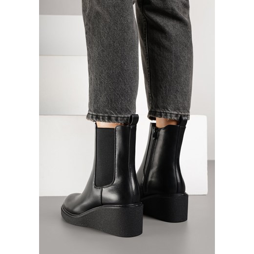 Czarne Botki Sztyblety na Koturnie Fesirea 38 born2be.pl