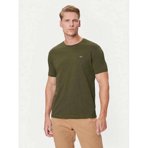 Gant T-Shirt Shield 2003184 Zielony Regular Fit ze sklepu MODIVO w kategorii T-shirty męskie - zdjęcie 185713658