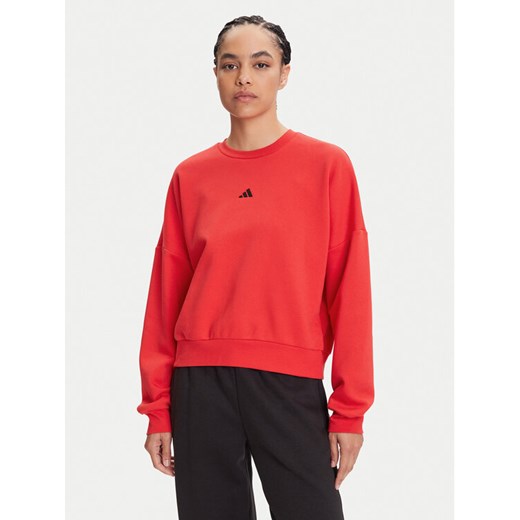 adidas Bluza Essentials Small Logo Feelcozy JI6061 Czerwony Loose Fit ze sklepu MODIVO w kategorii Bluzy damskie - zdjęcie 185713667
