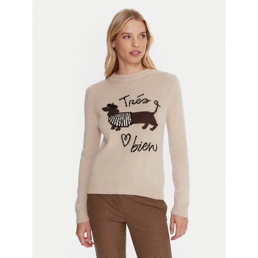 Weekend Max Mara Sweter Nitra 2525366292 Beżowy Regular Fit ze sklepu MODIVO w kategorii Swetry damskie - zdjęcie 185713788