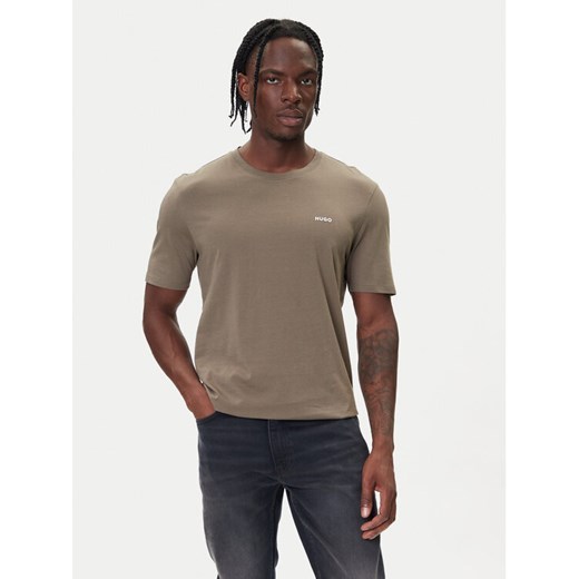 HUGO T-Shirt Dero222 50466158 Beżowy Regular Fit ze sklepu MODIVO w kategorii T-shirty męskie - zdjęcie 185713837