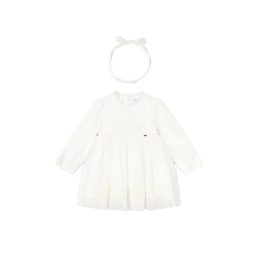 Mayoral Sukienka elegancka 2902 Écru Regular Fit ze sklepu MODIVO w kategorii Sukienki dziewczęce - zdjęcie 185713898