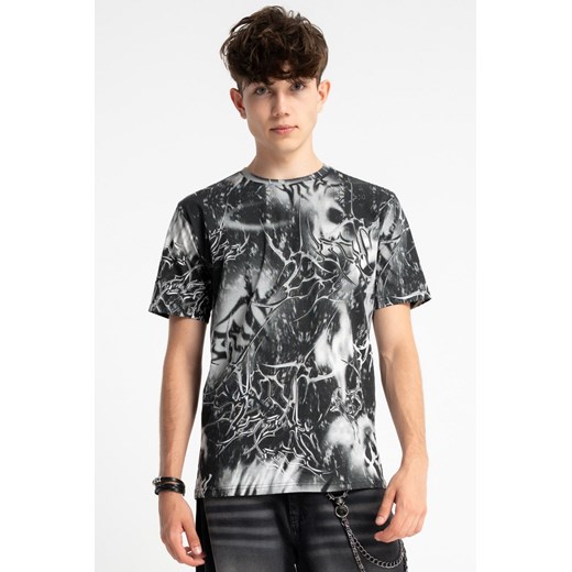 Czarny t-shirt z nadrukiem na całości, rozmiar - 140, kolor - czarny ze sklepu REPORTER w kategorii T-shirty chłopięce - zdjęcie 185715027