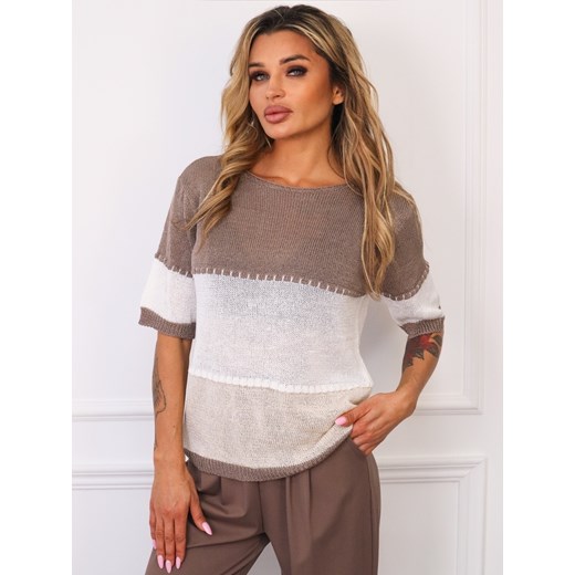 SWETER W PASKI Z KRÓTKIM RĘKAWEM- FANGO ze sklepu olika.com.pl w kategorii Swetry damskie - zdjęcie 185715205