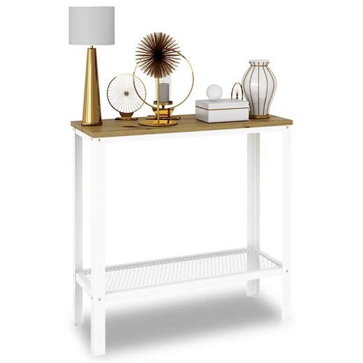 Minimalistyczna Konsola Biały + Dąb Artisan T4-B39 ze sklepu Edinos.pl w kategorii Konsole - zdjęcie 185717369