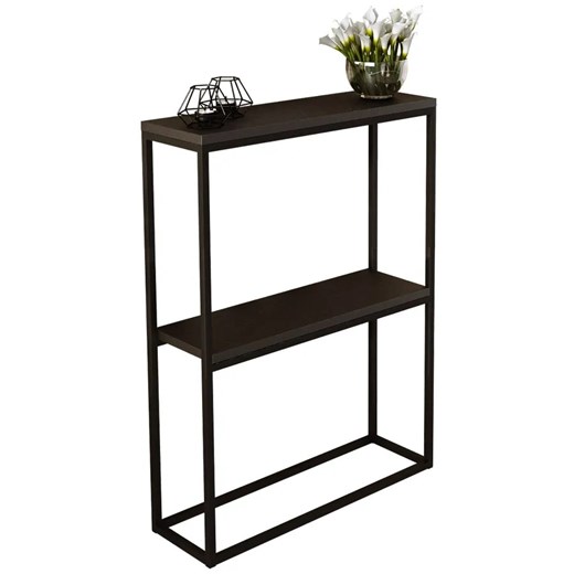 Czarna konsola loft z metalowym stelażem - Carello 4X ze sklepu Edinos.pl w kategorii Konsole - zdjęcie 185717428