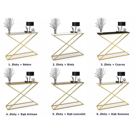Nowoczesna konsola z metalowym stelażem złoty + dąb lancelot Z9-S64 Elior Edinos.pl promocyjna cena