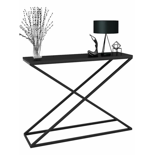 Czarna konsola w stylu loft - Logan 4X ze sklepu Edinos.pl w kategorii Konsole - zdjęcie 185717636