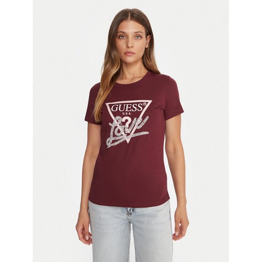 Guess T-Shirt W5YI40 I3Z14 Czerwony Regular Fit ze sklepu MODIVO w kategorii Bluzki damskie - zdjęcie 185719859