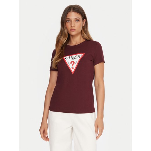 Guess T-Shirt W1YI1B I3Z14 Bordowy Regular Fit ze sklepu MODIVO w kategorii Bluzki damskie - zdjęcie 185719865