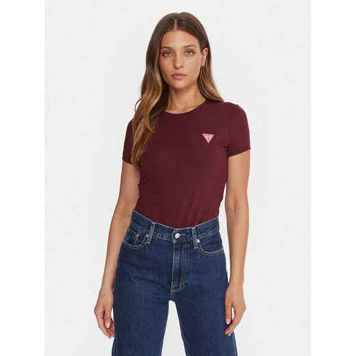 Guess T-Shirt W2YI44 J1314 Bordowy Regular Fit ze sklepu MODIVO w kategorii Bluzki damskie - zdjęcie 185719997