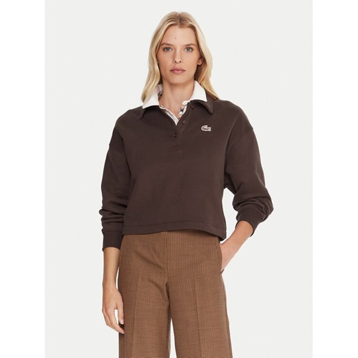 Lacoste Bluza SF5275 Brązowy Relaxed Fit ze sklepu MODIVO w kategorii Bluzy damskie - zdjęcie 185724095