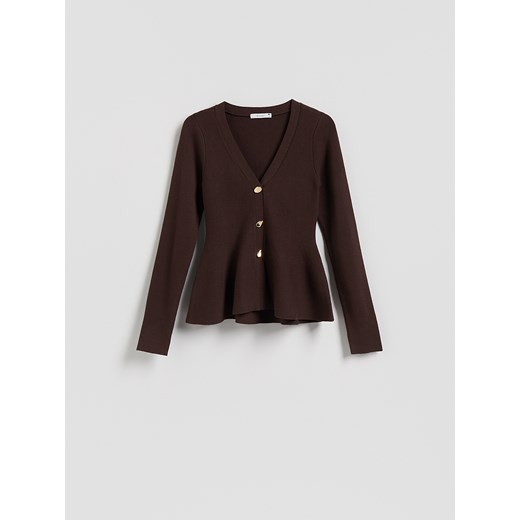 Reserved - Sweter z dekoracyjnymi guzikami - brązowy Reserved M Reserved