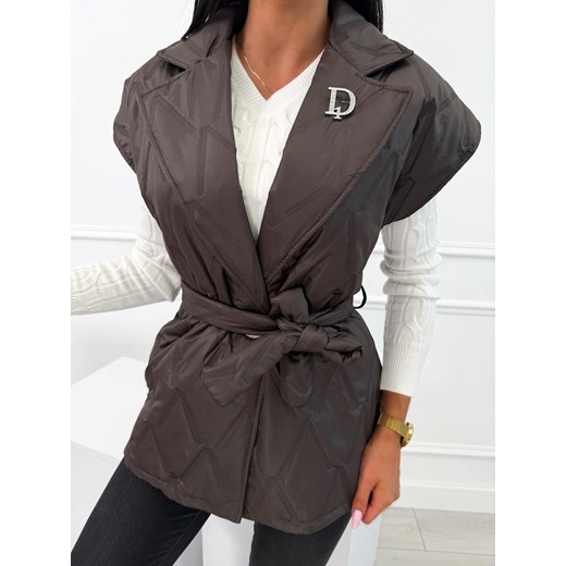 Czekoladowa Kamizelka z Ozdobną Broszką Modnakiecka.pl 40 ModnaKiecka.pl