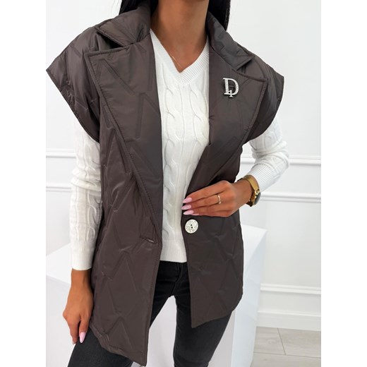 Czekoladowa Kamizelka z Ozdobną Broszką Modnakiecka.pl 42 ModnaKiecka.pl