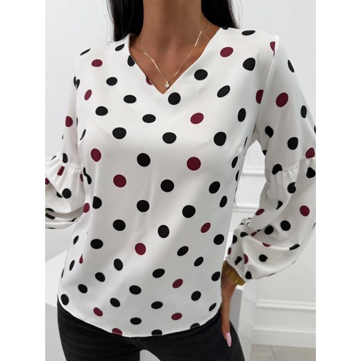 Kremowa Bluzka w Grochy Modnakiecka.pl 42 ModnaKiecka.pl