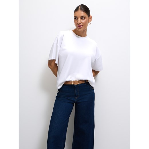 Mohito - Biały t-shirt basic - biały ze sklepu Mohito w kategorii Bluzki damskie - zdjęcie 185726147
