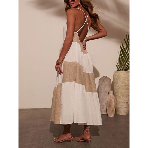 LA Angels Sukienka w kolorze beżowo-białym La Angels XL okazyjna cena Limango Polska