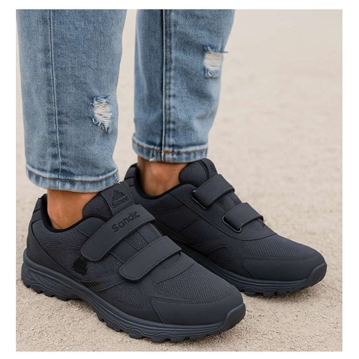 Szare męskie buty sportowe na rzepy Sandic Duże rozmiary /G5-1 18117 T678/ ze sklepu Pantofelek24.pl w kategorii Buty sportowe męskie - zdjęcie 185728315